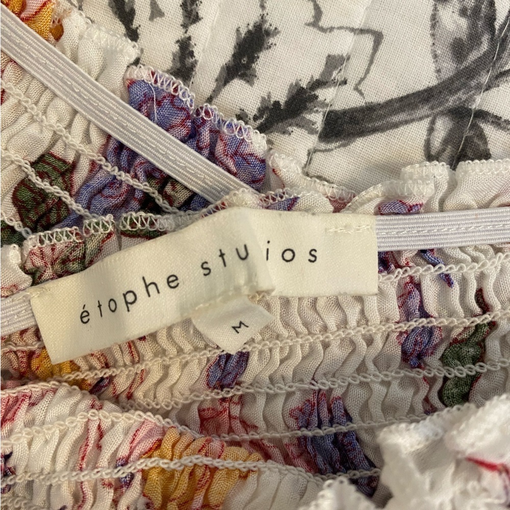 étophe studios cropped rouged asymmetrical floral white top size Medium - Picture 5 of 9